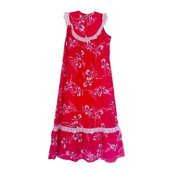 Vintage Hawaiian Muumuu Dress 14 Sleeveless Tiered Maxi Aloha Made in Hawaii - Picture 4 of 7